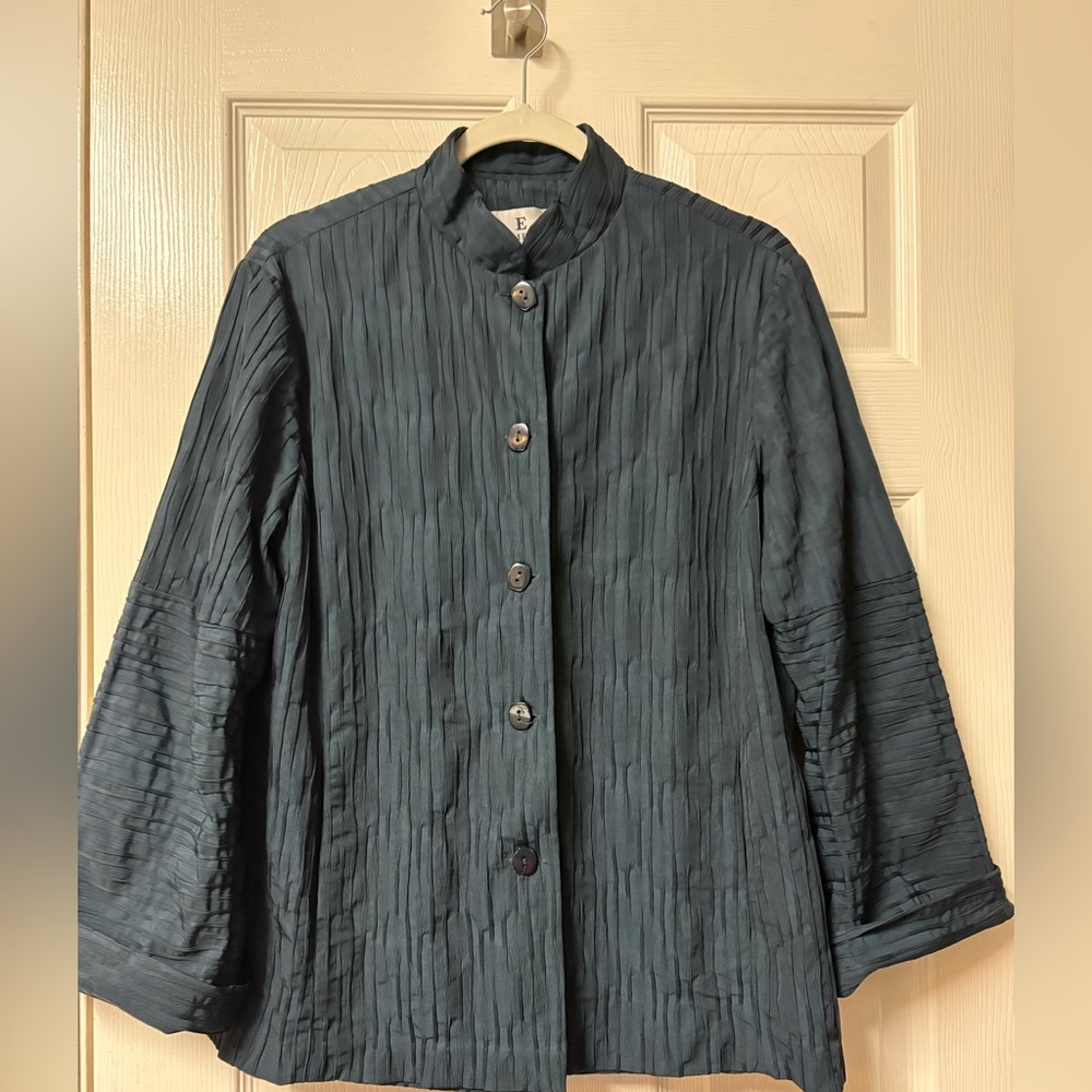 Emmelle Blazer Jacket Textured Navy Blue Medium